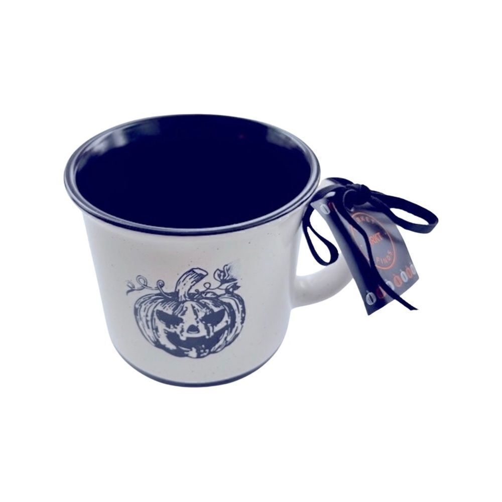Market Finds Black & White Jack-o-Lantern Ceramic Mug